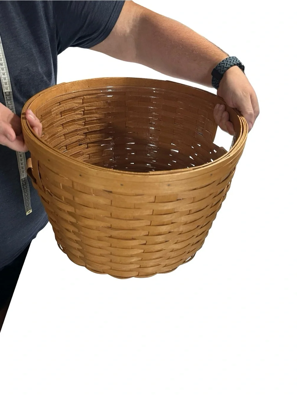 Vtg 1991 Longaberger Classic Corn Basket Large Round Clear Protector EUC 17 x 11